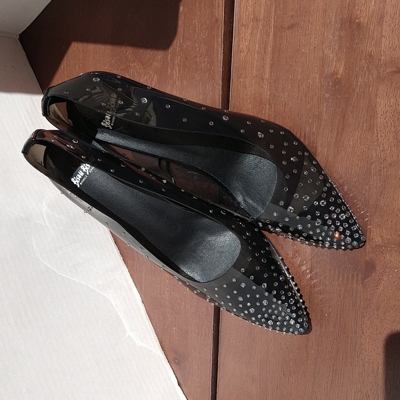 Bisou Bisou Smoke Clear Vinyl Stiletto Rhinestones Stiletto Heels - Picture 5 of 17